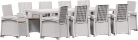 vidaXL Σέτ φαγητού για κήπο 11 τμχ. Λευκό και Taupe 250 cm PP