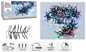 2016 Φωτάκια LED - 14.6 Μέτρα + 3 Μέτρα σύνδεσης, Κανονική Διάταξη, με χειριστήριο, 8 προγράμματα, Μαύρο καλώδιο PVC - Πολύχρωμο