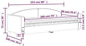 Καναπές Κρεβάτι με Στρώμα Μαύρο 90 x 200 εκ. Υφασμάτινο - Μαύρο