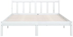 vidaXL Πλαίσιο Κρεβατιού Λευκό 135 x 190 εκ. Μασίφ Πεύκο Double