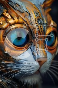 Σετ των 2 Intra Συλλεκτικό Ξύλινο Παζλ Plywood 4mm - Κοντινό πλάνο μηχανικής πορτοκαλί γάτας Σε Ξύλινο Κουτί - Διαστάσεις: 10x10 cm – 25 κομμάτια