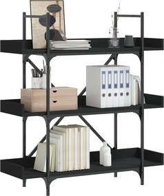 vidaXL Βιβλιοθήκη 3 Επιπέδων Μαύρη 100x33x108,5 εκ. Επεξεργ. Ξύλο