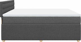 vidaXL Κρεβάτι Boxspring με Στρώμα Σκούρο Γκρι 180x200 εκ Υφασμάτιν