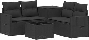 vidaXL Σετ Καναπέ 6 τμχ. Μαύρο 55 x 55 x 37 εκ Πολυ-ρακί και Χάλυβας