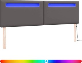 vidaXL LED κεφαλάρι Γκρι 180 cm Τεχνητό Δέρμα