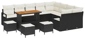 vidaXL Σετ Καναπέ Κήπου με μαξιλάρι 13 pcs Μαύρο Πολυ ράταν