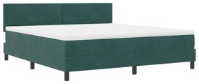 vidaXL κρεβάτι Box Spring με στρώμα  σκούρο πράσινο Super King βελούδο