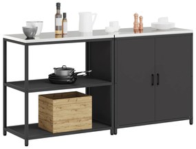 vidaXL Σετ Αποθήκευσης Κουζίνας με ράφι 2 pcs Μαύρο 150 x 50 x 92 εκ.