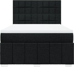 vidaXL Κρεβάτι Boxspring με Στρώμα Μαύρο 140x200 εκ. Υφασμάτινο