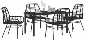 vidaXL Σέτ φαγητού για κήπο 5 pcs Μαύρο συνθετικό ρατάν
