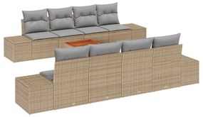 vidaXL Σετ Καναπέ Κήπου με μαξιλάρι 9 pcs Μπεζ Πολυ ράταν