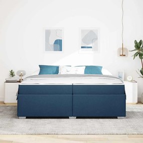 vidaXL Σκελετός Κρεβατιού με στρώμα Μπλε 200 x 200 cm ύφασμα