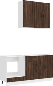 vidaXL Μονάδα κουζίνας LUCCA 5 pcs Καφέ Ξύλο Δρυός Επεξεργασμένο Ξύλο