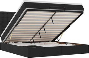 vidaXL Οθωμανικό κρεβάτι με στρώμα Μαύρο 160x200cm Ύφασμα
