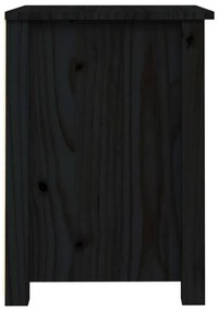 Κομοδίνο Μαύρο 40x35x49 εκ. από Μασίφ Ξύλο Πεύκου - Μαύρο