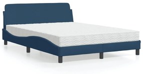 Κρεβάτι με Στρώμα Μπλε 120x200 εκ. Υφασμάτινο