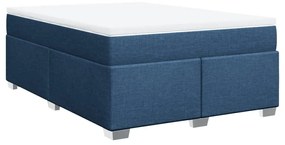 Κρεβάτι Boxspring με Στρώμα Μπλε 160x200 εκ. Υφασμάτινο - Μπλε