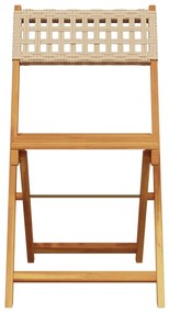 vidaXL Καρέκλες Μπιστρό 2 τεμ. Μπεζ Μασίφ Ξύλο Ακακίας & Συνθ. Ρατάν