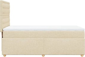 vidaXL Κρεβάτι Boxspring με Στρώμα Κρεμ 90x190 εκ.Υφασμάτινο