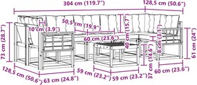 vidaXL Σειρά Καναπέ Εξωτερικού με μαξιλάρι 8 pcs Λευκό και Μπεζ