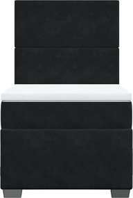 vidaXL Κρεβάτι Boxspring με Στρώμα Μαύρο 90x200 εκ. Βελούδινο