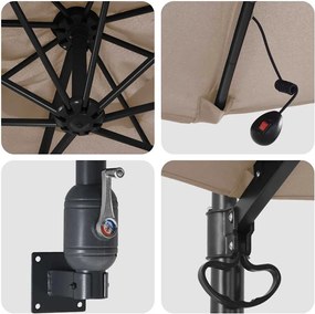 vidaXL Ομπρέλα Κήπου Taupe 248 x 248 x 148 εκ. Πολυεστέρας και Χάλυβας