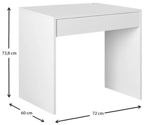Γραφείο εργασίας Mida Megapap από μελαμίνη χρώμα λευκό 72x60x73,8εκ.
