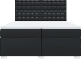 vidaXL Κρεβάτι Boxspring με Στρώμα Μαύρο 200x200 εκ. Συνθετικό Δέρμα