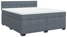 vidaXL Κρεβάτι Boxspring με Στρώμα Σκούρο Γκρι 180x200 εκ. Βελούδινο