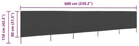 vidaXL Προστατευτικό Αέρα με 5 Πάνελ Ανθρακί 600 x 80 εκ. Υφασμάτινο