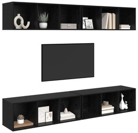vidaXL Τηλεοπτική Κάβα Τοίχου 4 pcs Μαύρη δρυς 37 x 37 x 107.5 εκ
