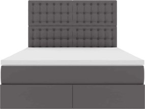 vidaXL Κρεβάτι Αποθήκης με κεφαλάρι Γκρι 140 x 200 cm Τεχνητό Δέρμα