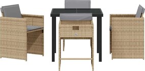 vidaXL Σέτ φαγητού για κήπο 5 pcs Μπεζ συνθετικό ρατάν