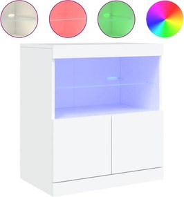 vidaXL Μπουφές με Φώτα LED Λευκός 60 x 37 x 67 εκ.