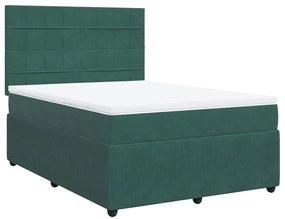 vidaXL Κρεβάτι Boxspring με Στρώμα Σκούρο Πράσινο 140x190εκ. Βελούδινο