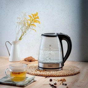 Βραστήρας Rosberg R51230L, 1800W, 1.8L, Γυάλινος , Μαύρο/Χρώμιο