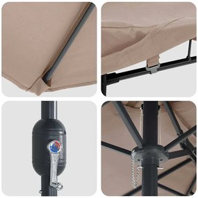 vidaXL Ομπρέλα Κήπου Taupe 385 x 209 x 244 εκατοστά ύφασμα