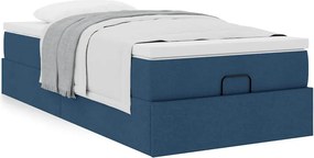 vidaXL Οθωμανικό κρεβάτι με στρώμα μπλε 100x200cm ύφασμα