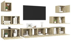 vidaXL Έπιπλα Τηλεόρασης Σετ 8 Τεμαχίων Sonoma Δρυς από Μοριοσανίδα