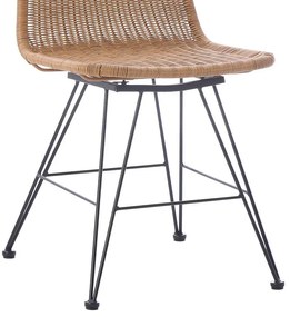 Καρέκλα Pamela pe rattan φυσικό - μαύρα μεταλλικά πόδια 44x58x82 εκ. 44x58x82 εκ.