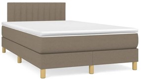 vidaXL Κρεβάτι Boxspring με Στρώμα & LED Taupe 120x190 εκ. Υφασμάτινο