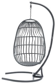 Κρεμαστή πολυθρόνα Miramar 124, 195x133x133cm, 28 kg, Γκρι, Σκούρο γκρι, Μέταλλο, Πλαστικό ψάθινο, Ταπισερί, Μαξιλάρι καθίσματος: Ναι | Epipla1.gr
