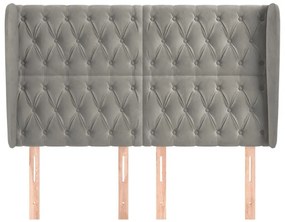 Κεφαλάρι με Πτερύγια Ανοιχτό Γκρι 163x23x118/128 εκ. Βελούδινο - Γκρι