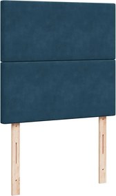 vidaXL Κρεβάτι Boxspring με Στρώμα Σκούρο Μπλε 90x190 εκ. Βελούδινο