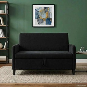 vidaXL Καναπές με Αποθήκευση Μαύρο 122 x 78 x 87 εκ Πολυεστέρας
