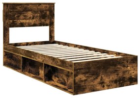 vidaXL Σκελετός Κρεβατιού με στρώμα Καπνιστό Δρύς 90 x 200 cm