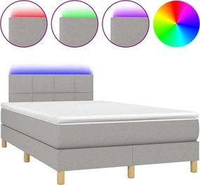 vidaXL Κρεβάτι Boxspring με Στρώμα &amp; LED Αν.Γκρι 120x200 εκ Υφασμάτινο