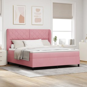 vidaXL Κρεβάτι Box Spring με Στρώμα Ροζ 180x200 εκ Βελούδο
