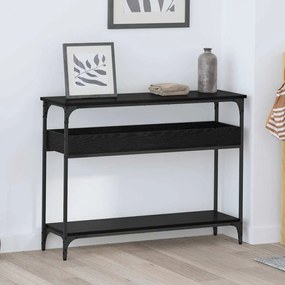 vidaXL Τραπέζι κονσόλας με ράφι Μαύρη δρυς 100 x 29 x 75 εκ.