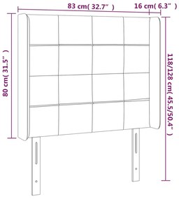 vidaXL Κεφαλάρι Κρεβατιού LED Σκούρο Γκρι 83x16x118/128εκ. Υφασμάτινο